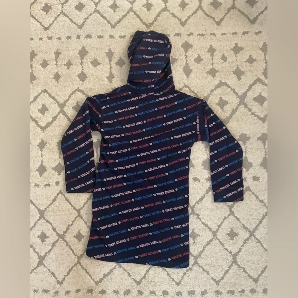 Tommy Hilfiger Girls 6X Signature Print Hoodie Sweatshirt Dress